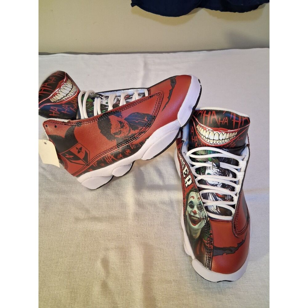 Joker Sneakers Red Black Ha Ha Ha Theme Cosplay Kids Size 5.5 - Picture 9 of 15